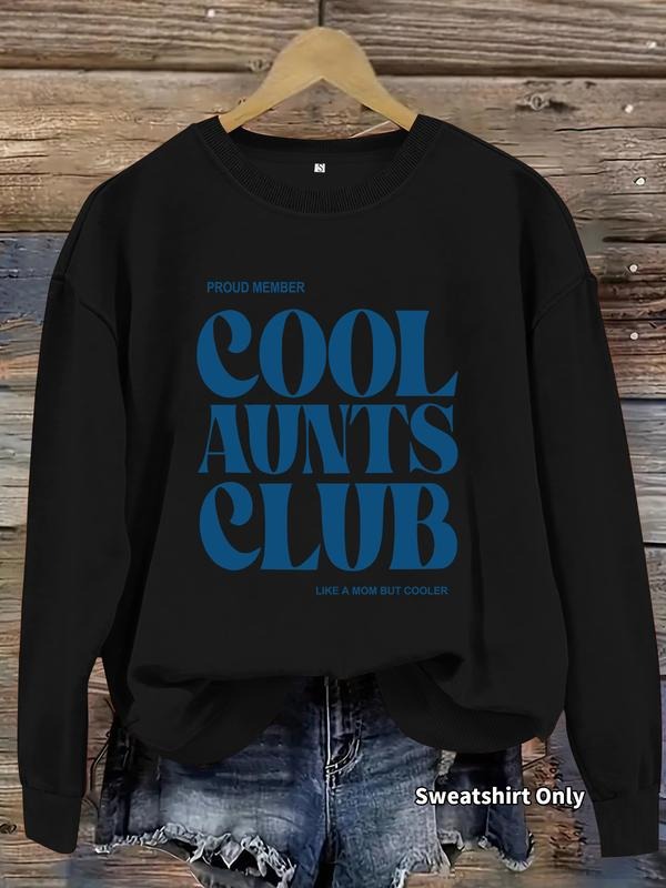 Women's Casual Club Member Graphic Pullover Sweater, Soft Long Sleeve Round Neck Sweatshirt, Comfortable Daily Wear...