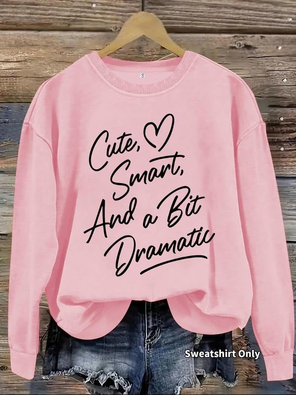 Women's Casual Cute Graphic Pullover Sweater, Soft Long Sleeve Round Neck Sweatshirt, Comfortable Daily Wear T-Shirts, Hoodie