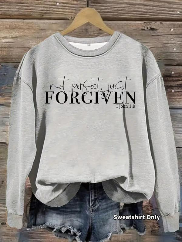 Women's Casual Forgiven Graphic Pullover Sweatshirt, Soft Long Sleeve Round Neck, All-Season Comfort, Durable Fabric...