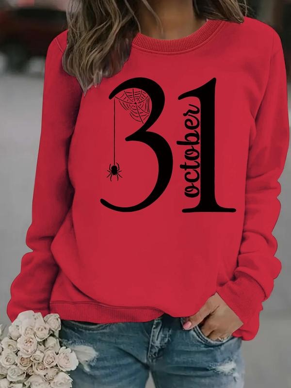 Women's Casual Halloween Pattern Pullover Sweater, Soft Long Sleeve Round Neck Sweatshirt, Comfortable Daily Wear style...