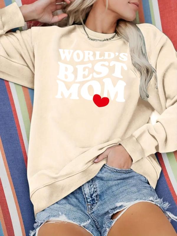 Women's Casual Letter Print Fleece Pullover Sweatshirt, Long Sleeve Round Neck Top, Comfortable Loose Fit for Spring &...