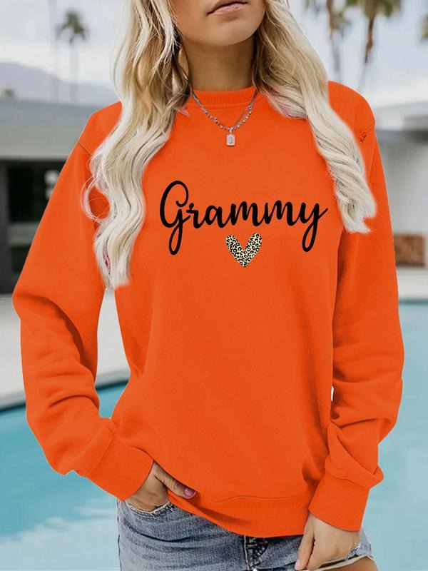 Women's Casual Letter Print Pullover Sweater, Soft Long Sleeve Round Neck Sweatshirt, Comfortable Daily Wear style 07...