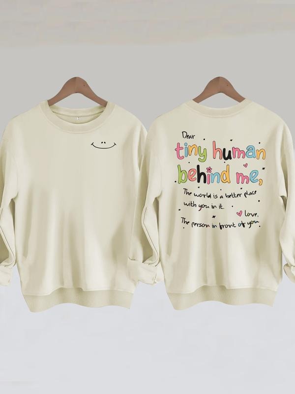 Women's Casual Letter Print Sweatshirt, Round Neck, Knit Fabric, All-Season Comfort, Fashionable Daily Wear style 02...