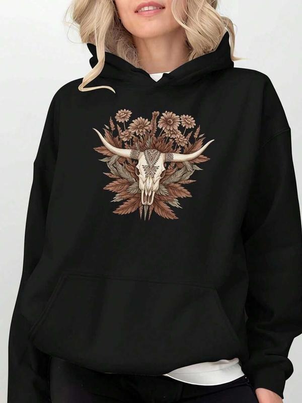 Women's Casual Loose-Fit Hoodie Sweatshirt, Fall Winter Thicken Kint Fabric, Graphic Letter Print Design, Trendy &...