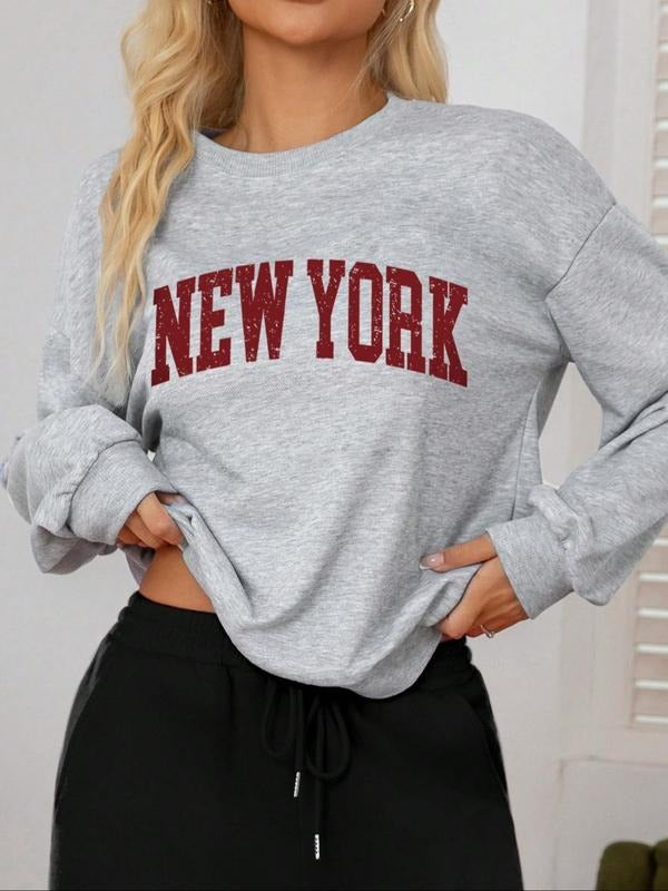 Women's Casual Loose-Fit Letter Print Sweatshirt, Soft Thick Round Neck Pullover, Winter Fashion, Party Sports Outdoor...