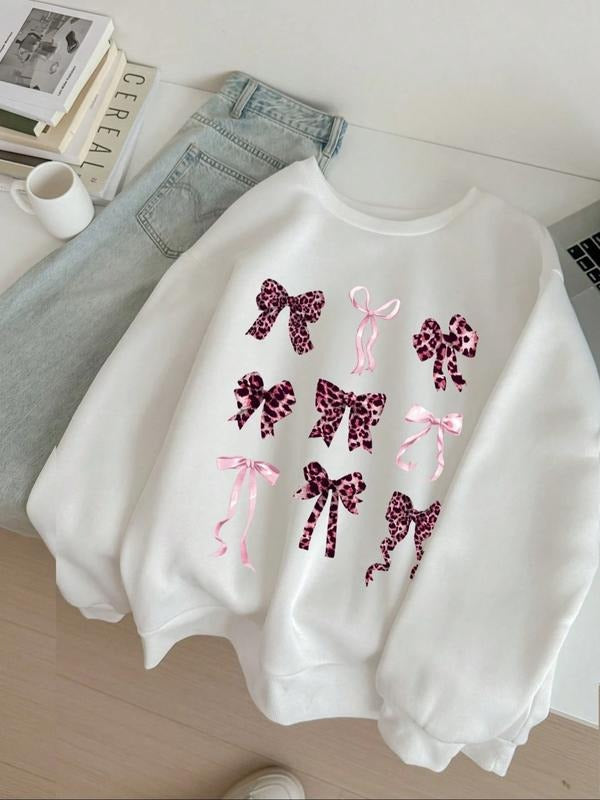 Women's Casual Loose-Fit Long Sleeve Pullover Sweatshirt, Leopard Butterfly Print, Fall & Winter Fashion, Daily Wear...