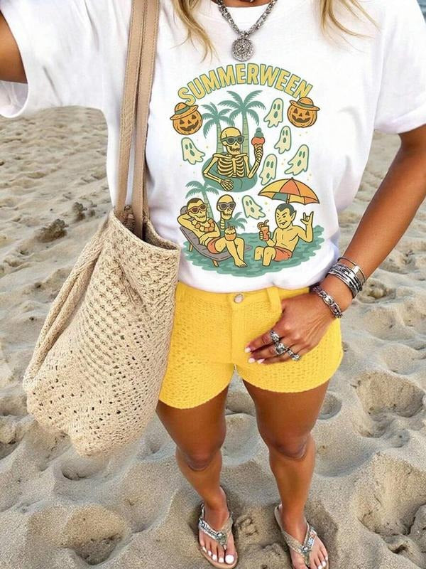 Women's Casual Loose-Fit Summer T-Shirt, Comfortable Skin-Friendly Fabric, Fashionable Outdoor Sports Top, Beachwear...