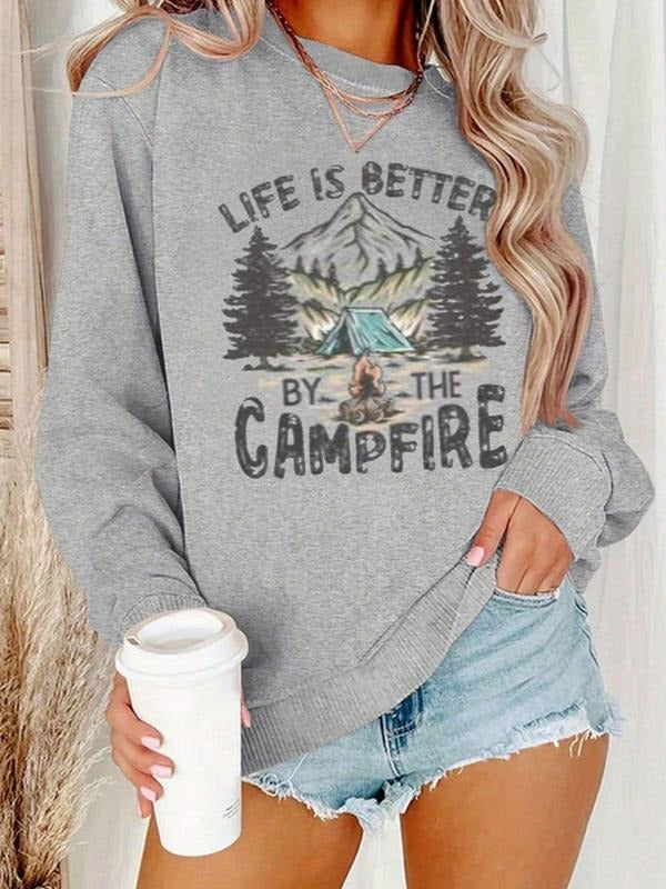 Women's Casual Loose-Fit Tree Print Sweatshirt, Round Neck Long Sleeve Warm Fleece Pullover, Fall Winter Fashion Jersey...