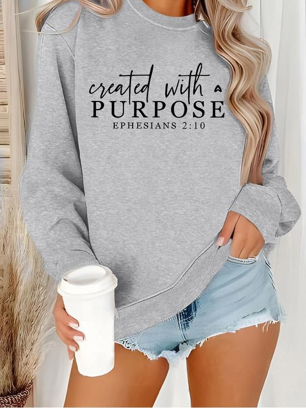 Women's Casual Purpose Pattern Pullover Sweater, Soft Long Sleeve Round Neck Sweatshirt, Comfortable Daily Wear T-Shirts,...