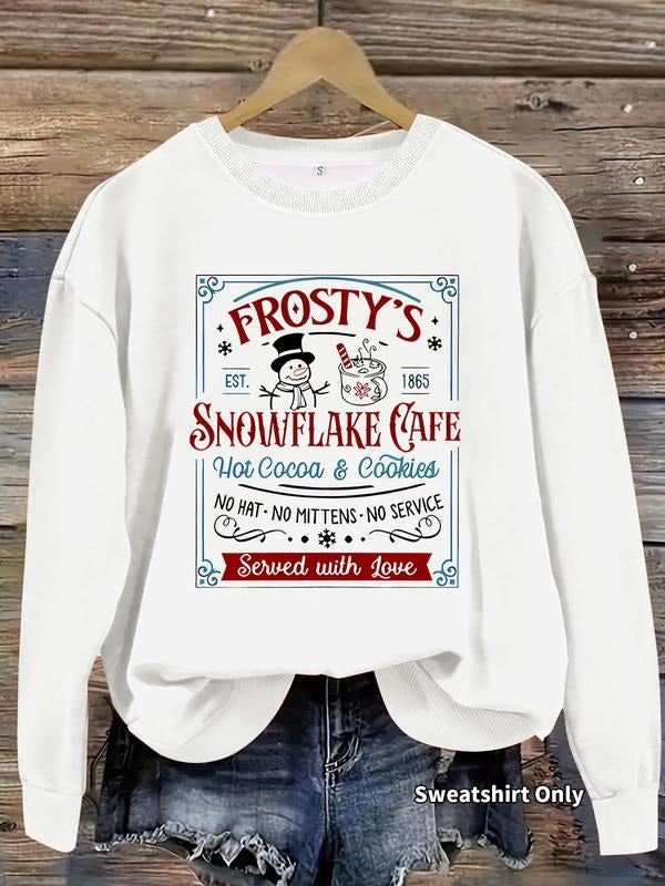 Women's Casual Snowman Pattern Pullover Sweater, Soft Long Sleeve Round Neck Sweatshirt, All-Season Comfortable Daily...