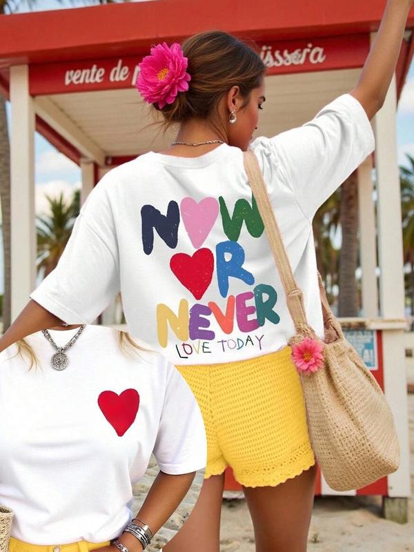 Women's Casual T-Shirt for Summer, Loose-Fitting Kint Fabric Top, Moderate Thickness for Comfort and Style Hoodie, Sweatshirt