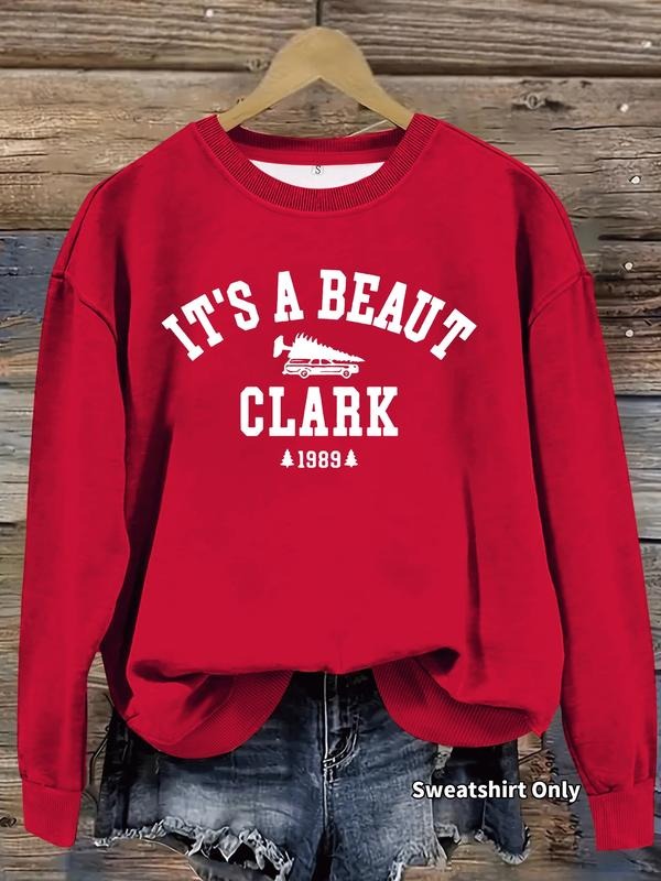 Women's Casual Vintage Christmas Graphic Pullover Sweater, Soft Long Sleeve Round Neck Sweatshirt, All-Season Wear...