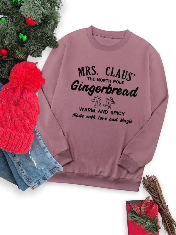 Women's Christmas Letter Print Drop Shoulder Sweatshirt, Casual Long Sleeve Round Neck Pullover for Daily Wear, Ladies...
