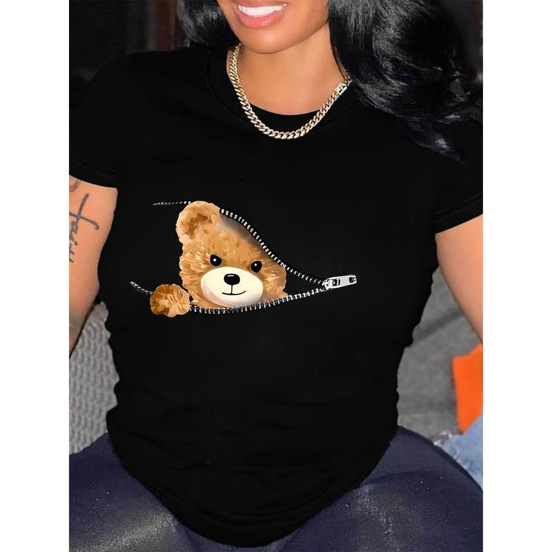 Women's Cute Teddy Bear Graphic T-Shirt