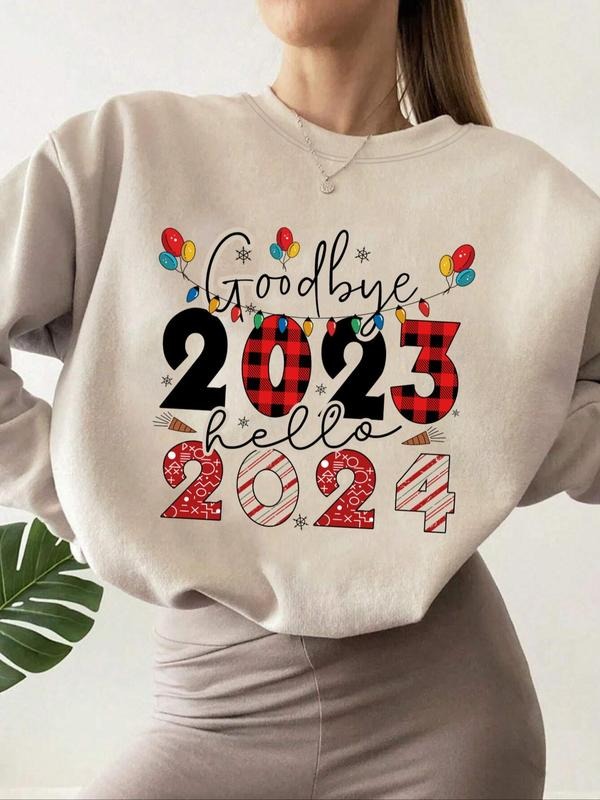 Women's Drop Shoulder Crew Neck Sweatshirt, Party Style Graphic Round Neck Pullover, Casual Long-Sleeve Crew Neck Top...