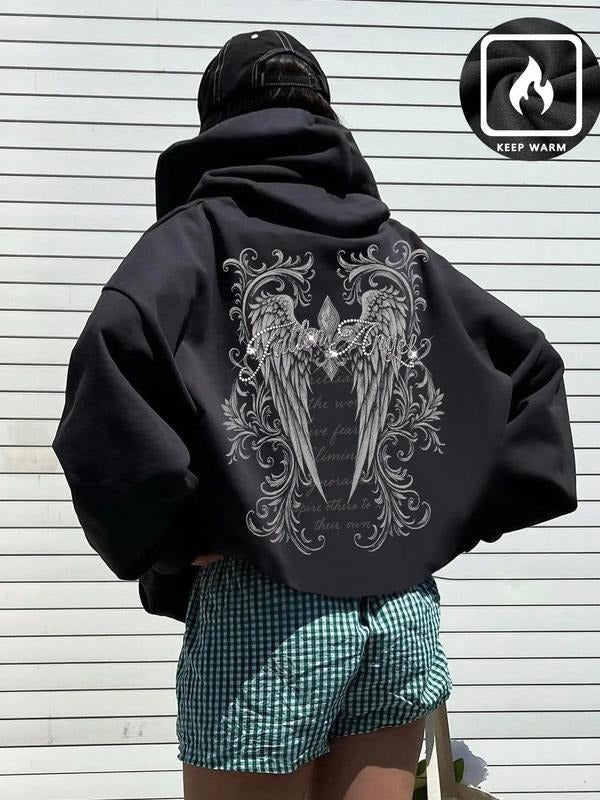 Women's Fall & Winter Graphic Letter Print Hoodie, Casual Loose-Fitting Castle Pattern Sweatshirt, Perfect Daily Wear...