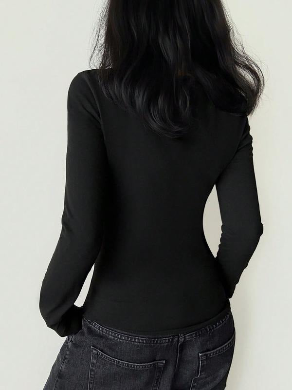 Women's Fall Winter V-Neck Long Sleeve T-Shirt, Gothic Punk Wing Cross Print, Casual Fitted Top, Multifunctional Fashion...