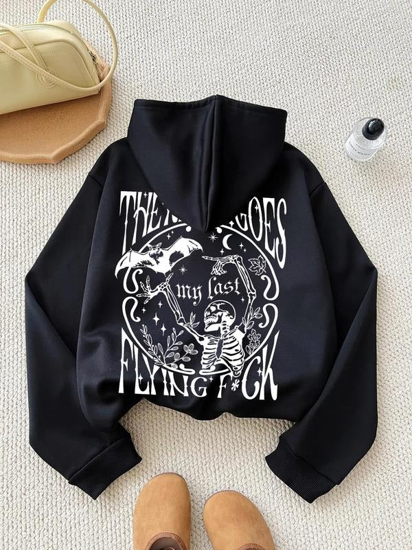 Women's Fashion Hooded Sweatshirt, Street Style Fall & Winter Warm Pullover, Halloween Graphic Loose Fit Hoodie for...