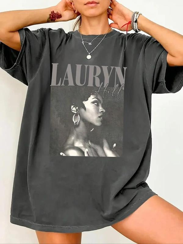 Women's Fashion Round Neck Graphic Tee, Casual Short Sleeve T-shirt for Daily Wear, Ladies Clothes for All Seasons, Top...