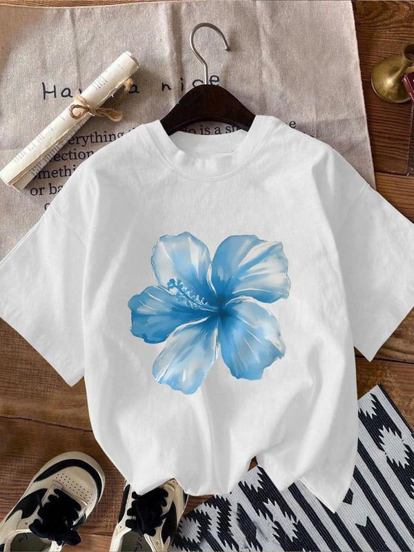Women's Fashion Simple Printed Short Sleeve T-Shirt, Casual Comfortable Daily Essential, Summer Fitted Moderate Fabric...