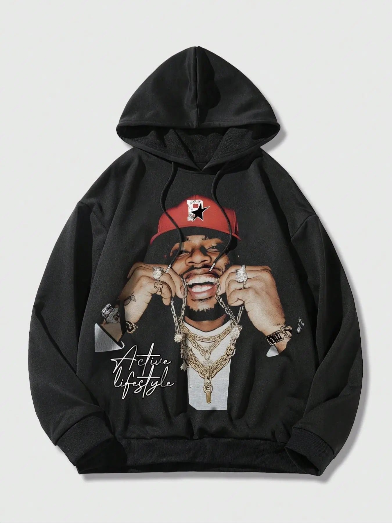 Women's Figure Print Drop Shoulder Hoodie, Fashion Casual Drawstring Hooded Sweatshirt for Daily Holiday Outdoor Wear,...