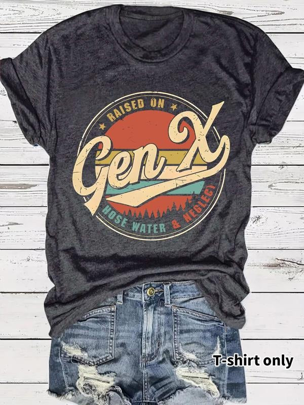 Women's Gen X Print Casual Summer Top, Round Neck Short Sleeve T-Shirt, Comfortable Breathable, Fitted Style, S-Xxl...