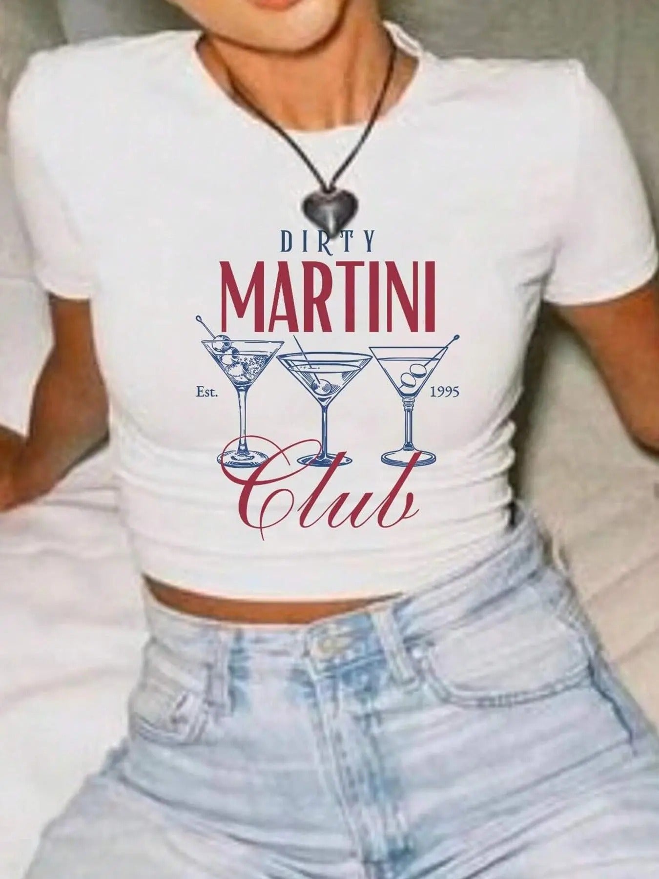 Women's Goblet & Letter Print Round Neck Crop Tee, Trendy Short Sleeve Cropped T-Shirt, Ladies All Seasons Outfit Hoodie,...