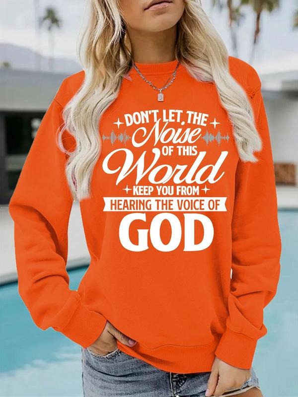 Women's God Is Good Letter Print Crew Neck Sweatshirt, Casual Long Sleeve Pullover for Daily Wear, Ladies Clothes for...