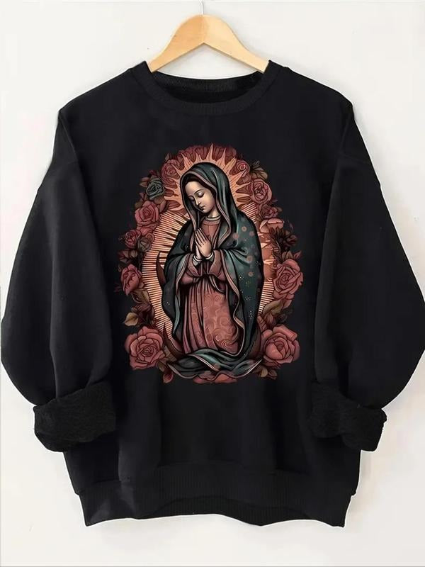Women's Graphic Crew Neck Sweatshirt, Casual Long Sleeve Pullover, Women's Fall & Winter Clothes for Daily Wear T-Shirts,...