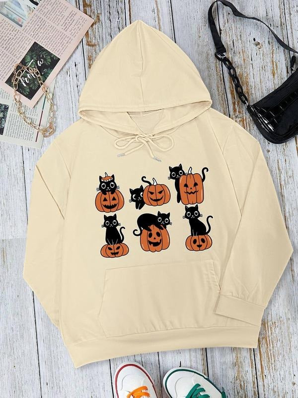 Women's Graphic Print Drop Shoulder Hoodie, Fashion Casual Drawstring Pocket Hooded Sweatshirt for Daily Holiday Outdoor...
