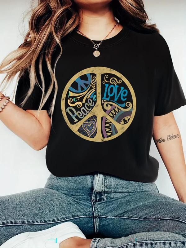 Women's Graphic Print Round Neck Tee, Vintage Trendy Casual Short Sleeve T-shirt for Daily Wear, Ladies All Seasons Tops...