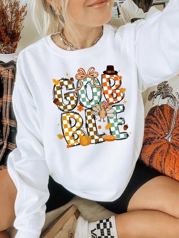 Women's Halloween Letter Print Fleece Pullover Sweatshirt, Casual Round Neck Long Sleeve Top, Thick Fabric Fall & Winter...