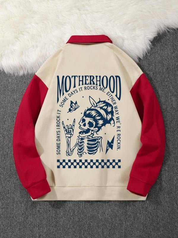Women's Halloween Themed Letter Print Drop Shoulder Button Front Fuzzy Sweatshirt, Casual Long Sleeve Collared Pullover...