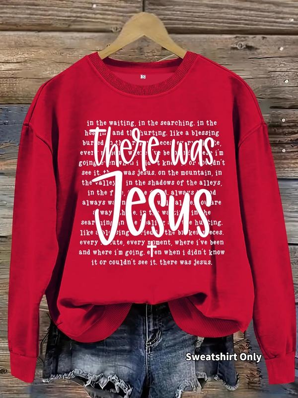 Women's Jesus Letter Print Crew Neck Sweatshirt, Casual Long Sleeve Pullover for Daily Wear, Ladies Fall & Winter...