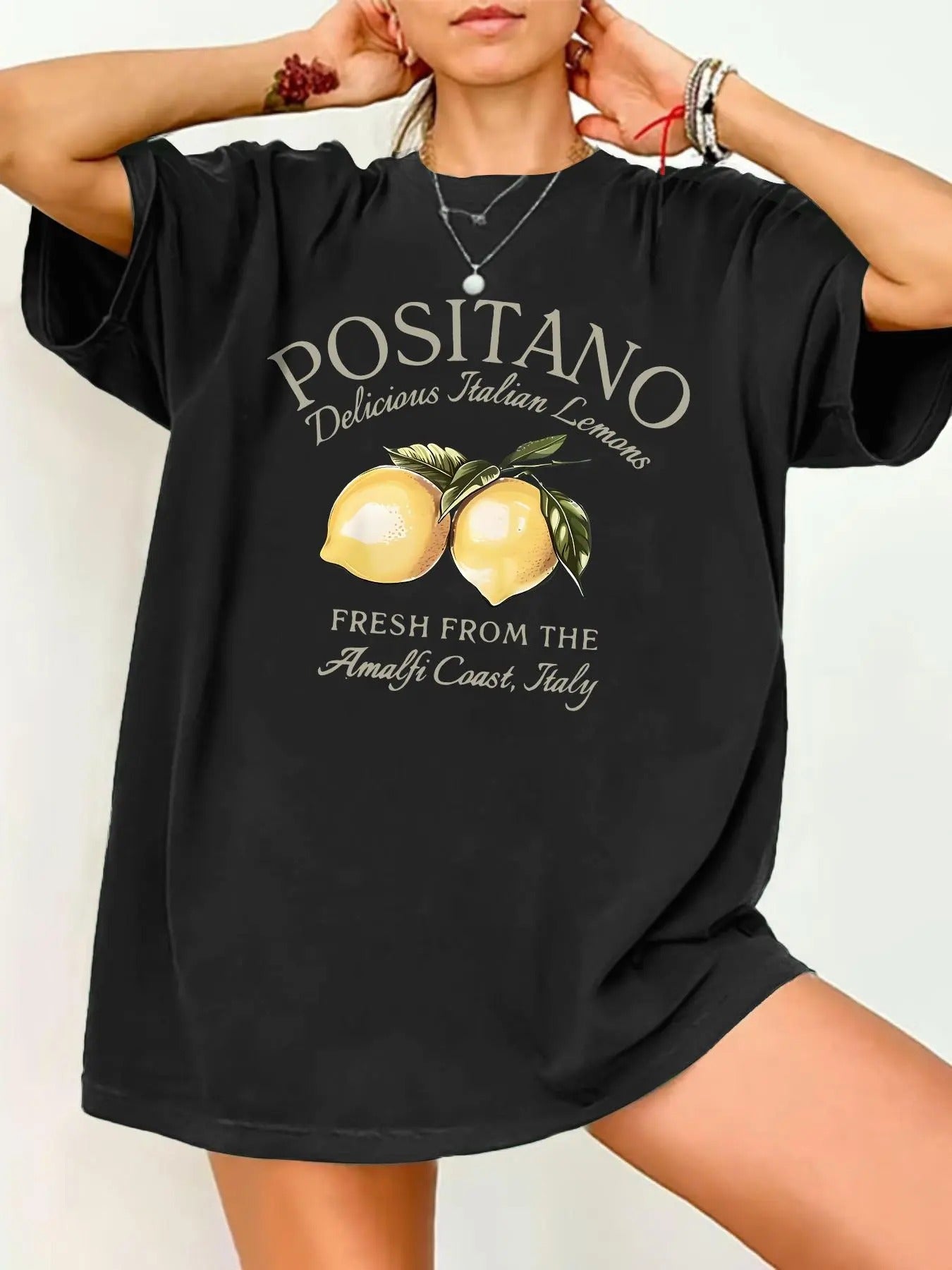 Women's Lemon Print Round Neck Tee, Casual Short Sleeve Crew Neck T-shirt for Summer, Fashion Women's Top for Daily Wear...