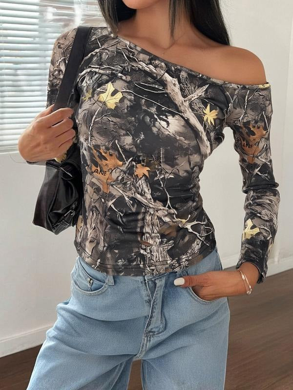 Women's Leopard Print Tight-Fitting Sexy Sporty Tee, Fashionable Retro Street Dance Gym Outdoor Casual Hip Hop Rapper...