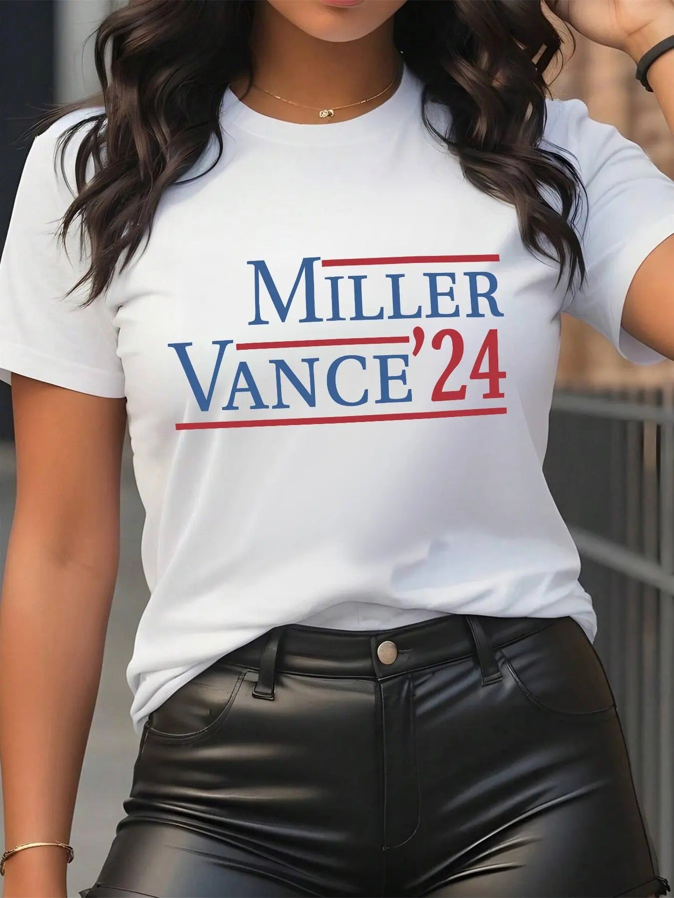 Women's Letter & Figure Print Round Neck Tee, Casual Short Sleeve Crew Neck T-shirt for Summer, Fashion Women's Top for...