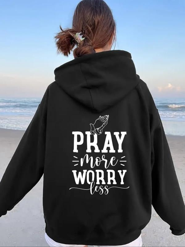 Women's Letter & Geometric Print Hoodie, Casual Long Sleeve Hooded Sweatshirt for Spring & Fall, Fashion Women's Clothes...