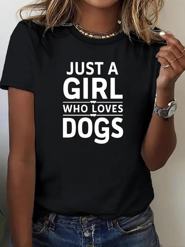 Women's Letter & Heart Print Round Neck Tee, Casual Short Sleeve Crew Neck T-shirt, Ladies Summer Outfit for Daily Wear...
