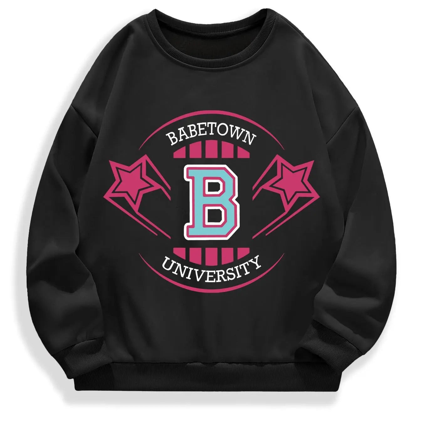 Women's Letter & Star Print Round Neck Pullover, Casual Long Sleeve Crew Neck Sweatshirt for Fall & Winter, Women's...