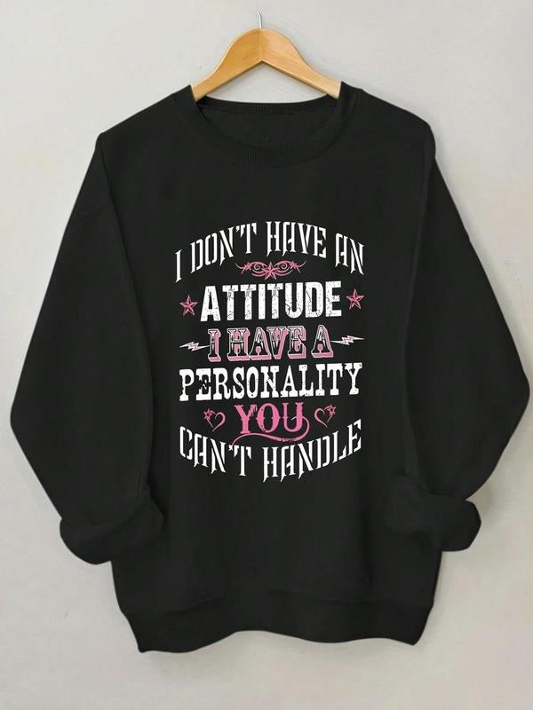Women's Letter Graphic Drop Shoulder Sweatshirt, Casual Long Sleeve Round Neck Pullover for Fall & Winter, Women's...
