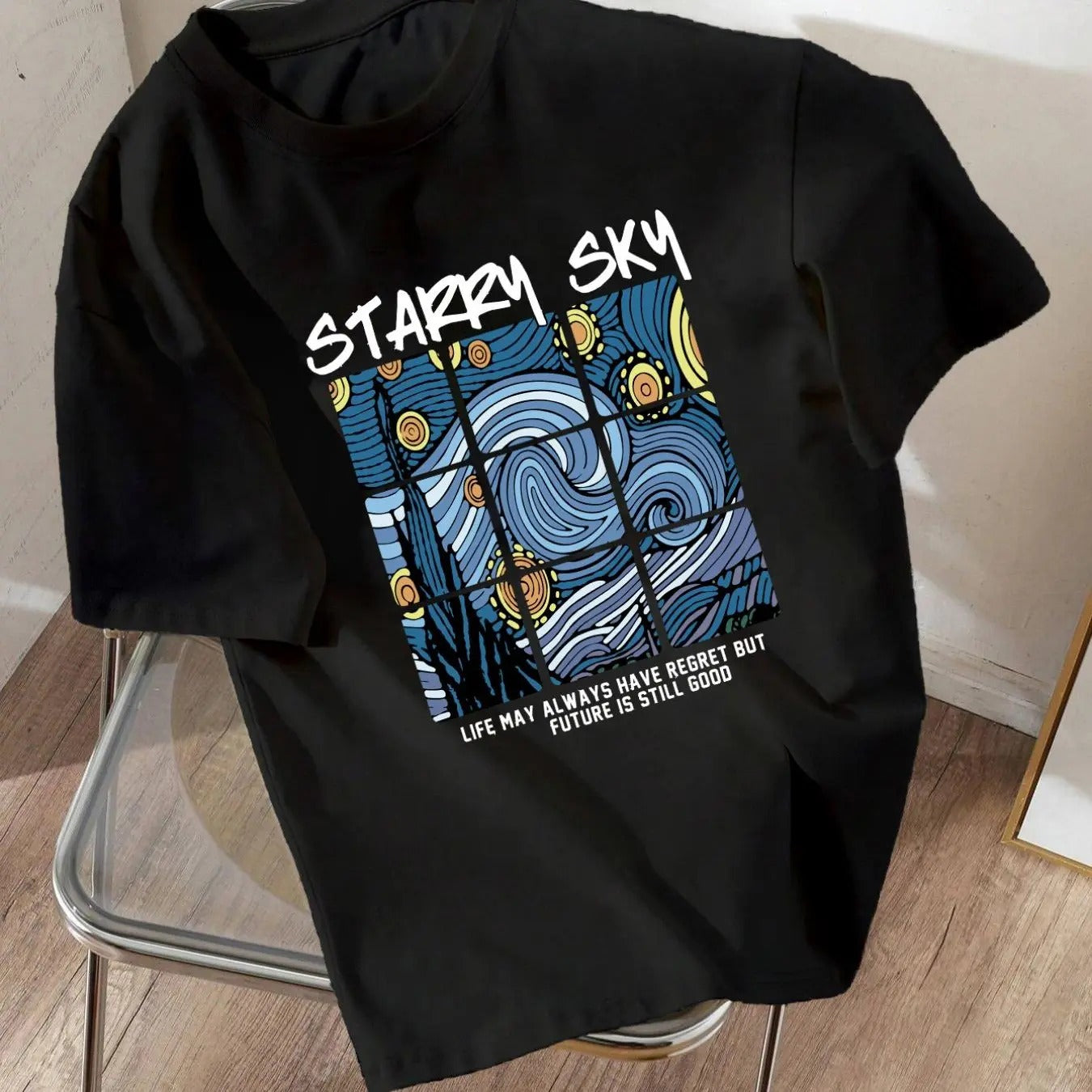 Women's Letter Graphic Print Drop Shoulder Tee, Casual Short Sleeve Round Neck T-shirt for Daily Wear, Ladies Top for All...