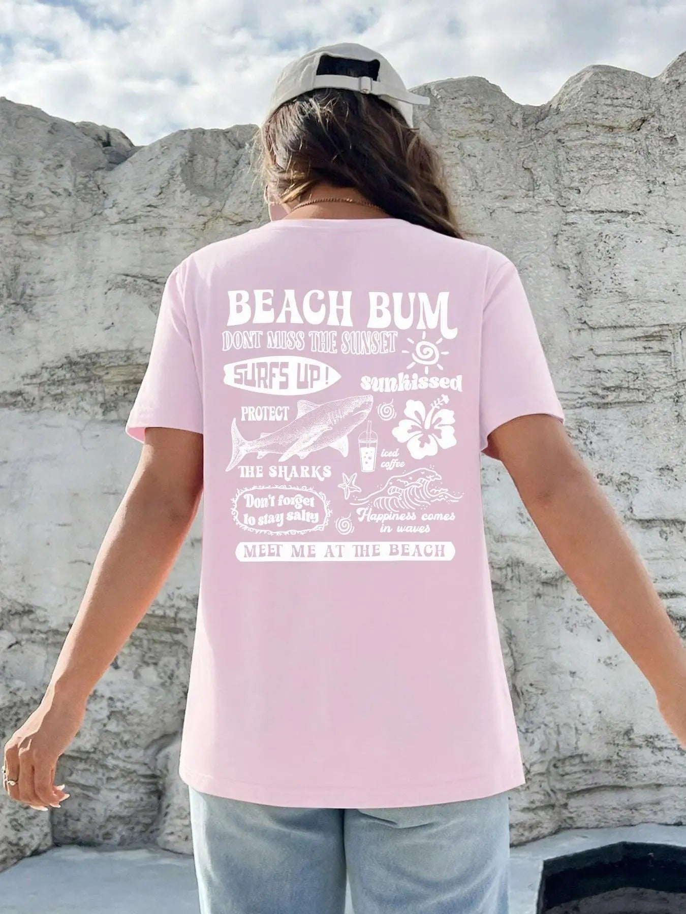 Women's Letter Graphic Round Neck Tee, Casual Short Sleeve Crew Neck T-shirt for Summer, Fashion Women's Top for Daily...