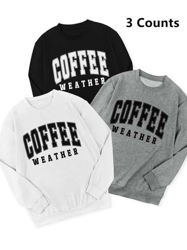 Women's Letter Print Crew Neck Sweatshirt, Casual Long Sleeve Pullover for Daily Wear, Women Clothing for All Seasons...