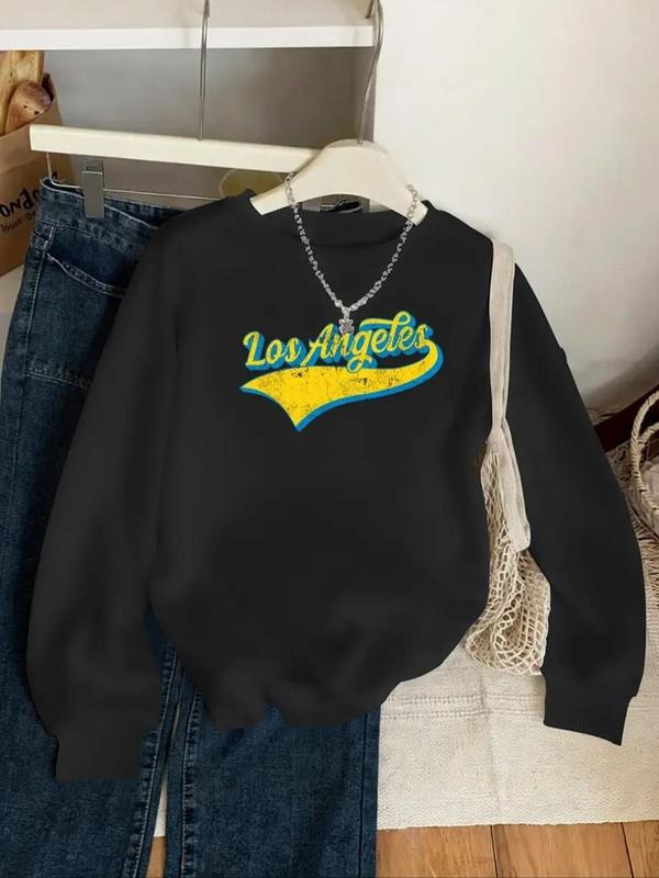 Women's Letter Print Crew Neck Sweatshirt, Casual Long Sleeve Pullover for Fall & Winter, Women's Clothes for Daily Wear...
