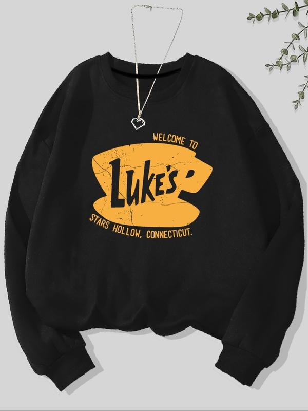 Women's Letter Print Crew Neck Sweatshirt, Casual Long Sleeve Pullover for Fall & Winter, Women's Clothes for Daily Wear...
