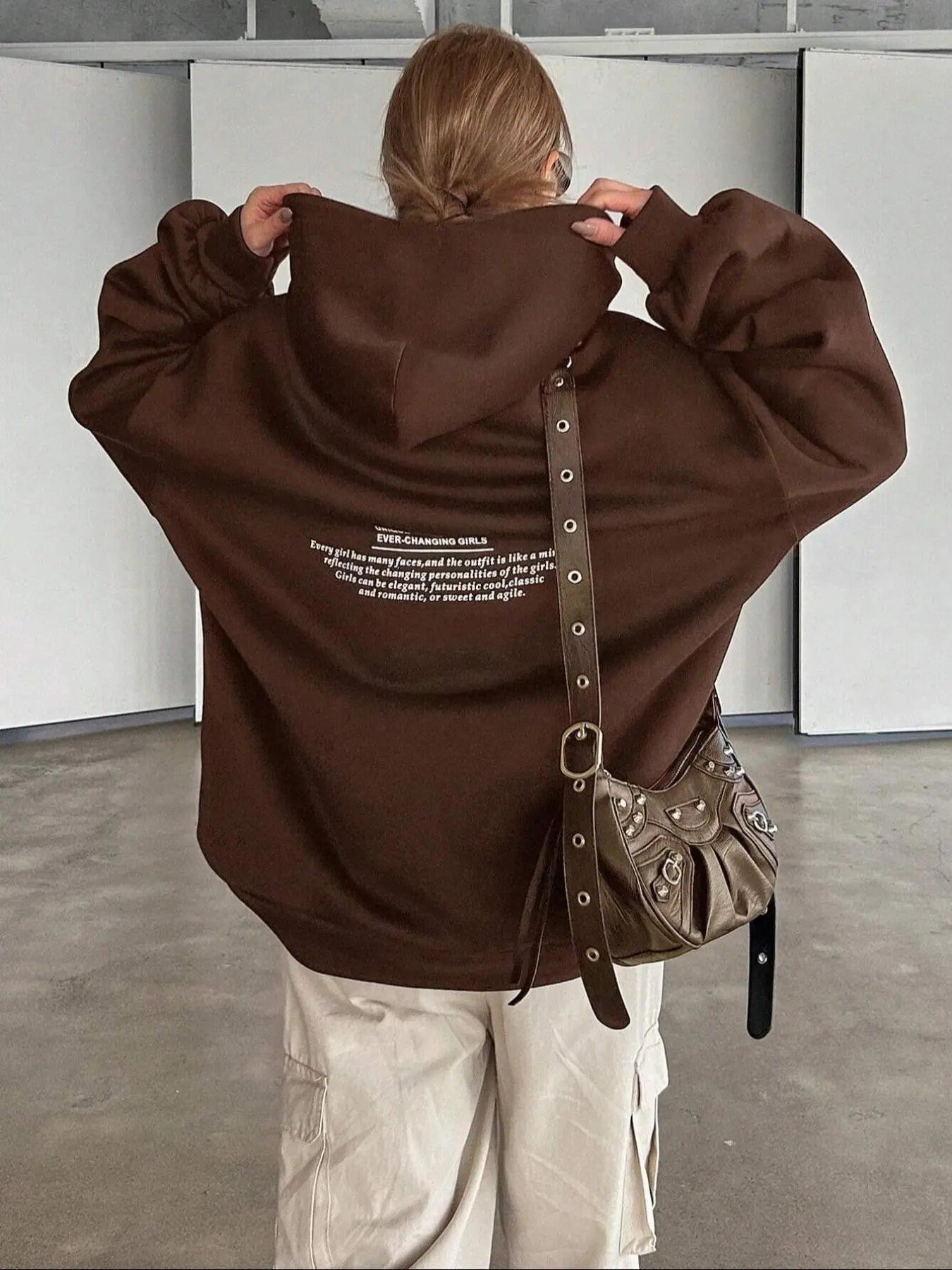 Women's Letter Print Drop Shoulder Hoodie, Fashion Casual Drawstring  Hooded Sweatshirt for Daily Holiday Outdoor Wear,...
