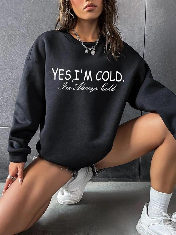 Women's Letter Print Drop Shoulder Pullover, Fashion Casual Crew Neck Sweatshirt for Daily Holiday Outdoor Wear, Women...