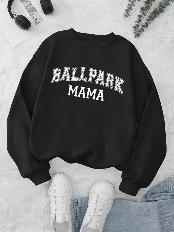 Women's Letter Print Drop Shoulder Sweatshirt, Casual Long Sleeve Round Neck Pullover for Fall & Winter, Ladies Clothes...