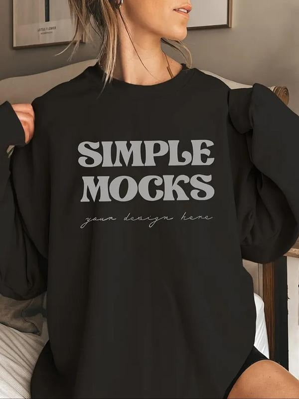 Women's Letter Print Drop Shoulder Sweatshirt, Casual Long Sleeve Round Neck Pullover for Fall & Winter, Women's Clothes...